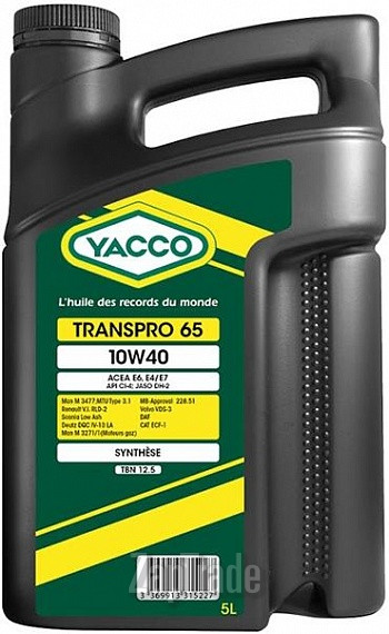 Купить моторное масло Yacco Transpro 65 Синтетическое | Артикул 331522