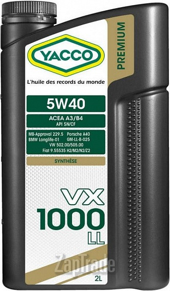 Купить моторное масло Yacco VX 1000 LL Синтетическое | Артикул 302324