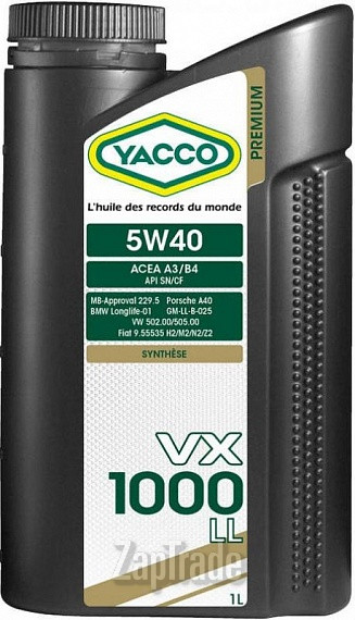 Купить моторное масло Yacco VX 1000 LL Синтетическое | Артикул 302325